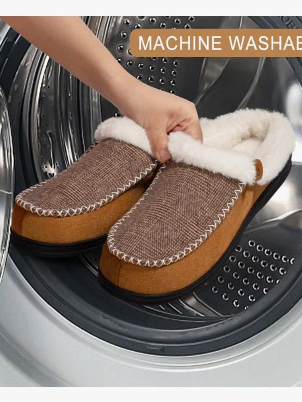 Mens Slippers Slip on Moccasin Indoor Memory Foam House Shoes Warm